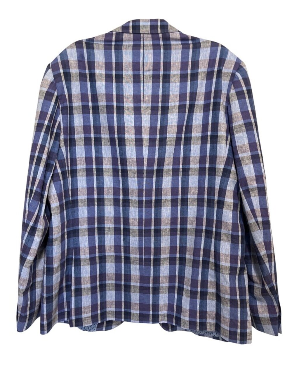 Tailorbyrd Mens Size 46L Blazer Blue Plaid Linen Jacket Sport Coat Preppy NEW - Picture 2 of 9